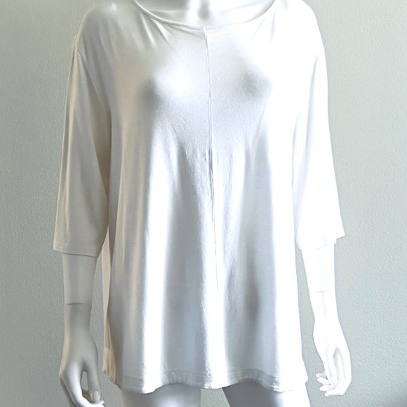 J Jill Wearever Collection Round Neck 3/4 Sleeve, White Top Tunic, L - Picture 4 of 7